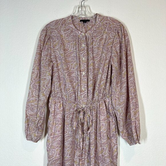 J Crew Shirt Dress Midi Beachy Paisley Cottagecore Cotton 8 - Picture 4 of 14